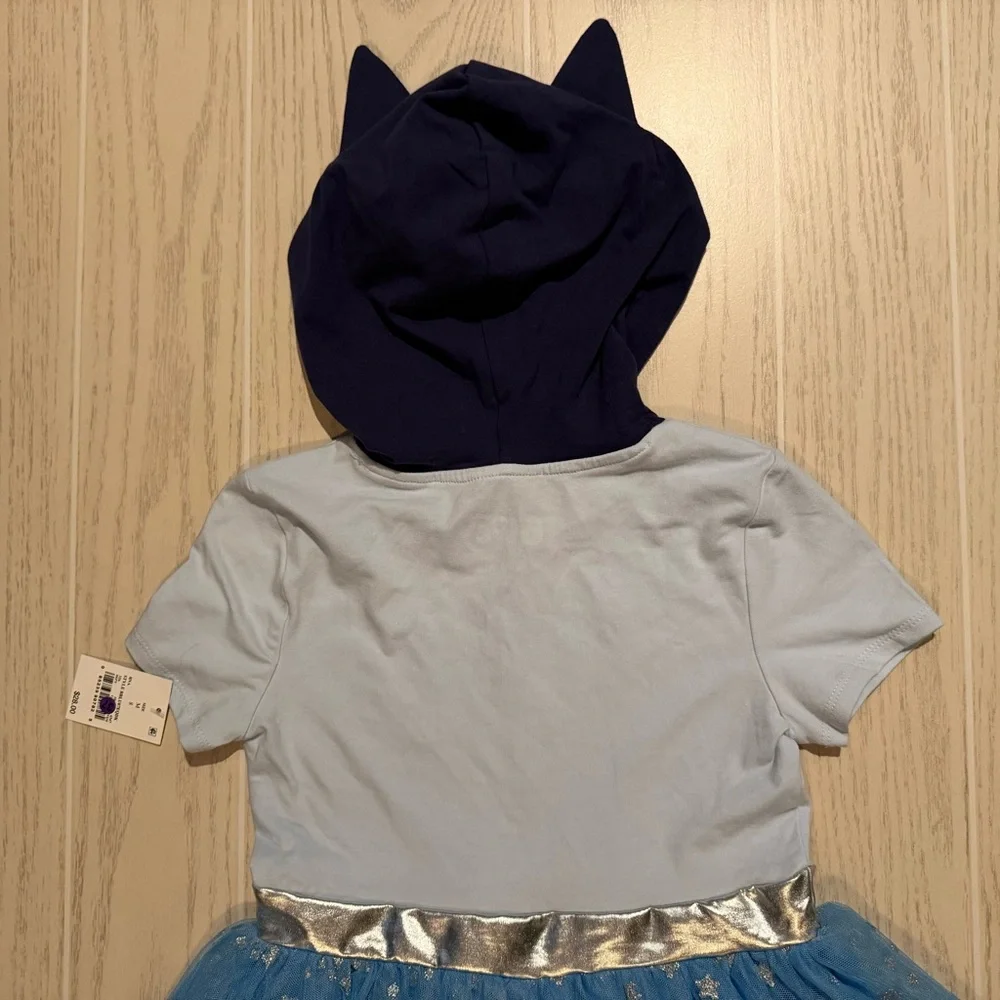 Bluey Hooded Tutu Dress Girls Size M Blue Glitter Star Character Dress NEW